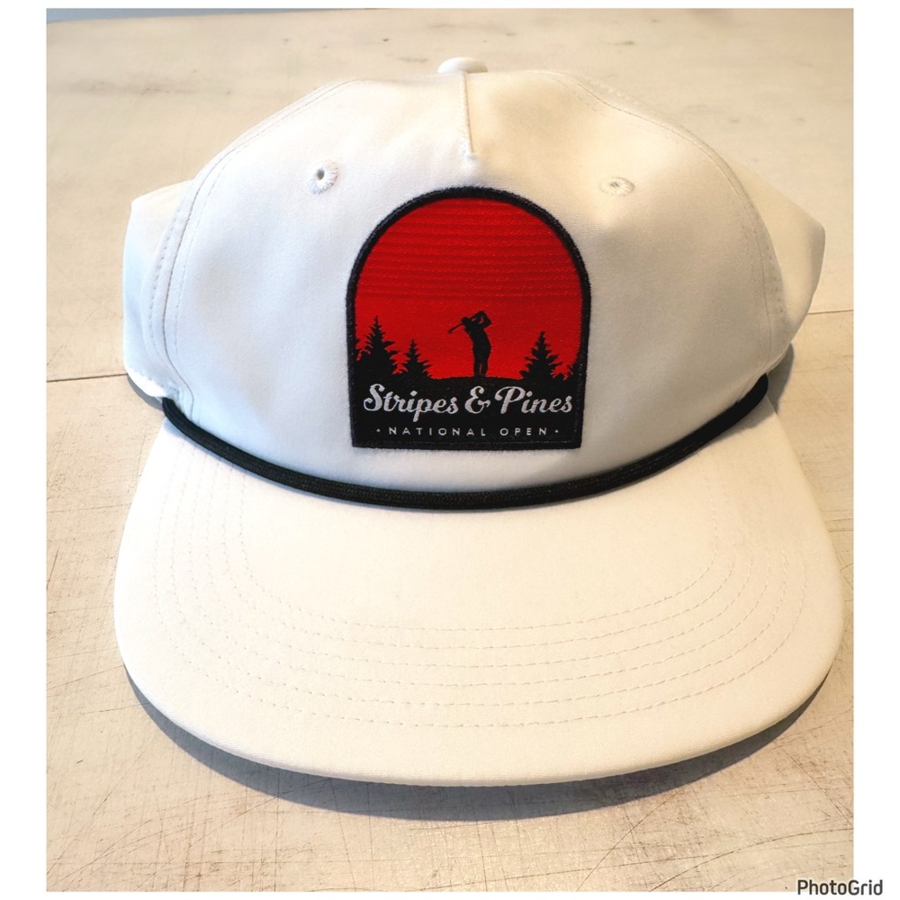 NWT Adidas Stripes and Pines Golf hat white Flat bill SnapBack youth OSFY